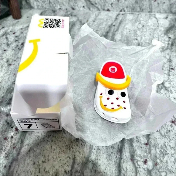 Crocs McDonald's toy collection #7 NIB White Complete with Stickers - Picture 1 of 8